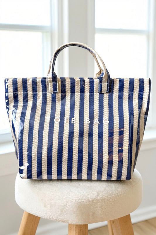 PREORDER Blue and Beige Striped TOTE BAG