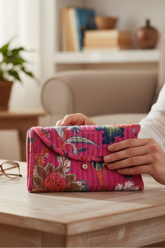 PREORDER Cora Pink Velvet Jewelry Pouch