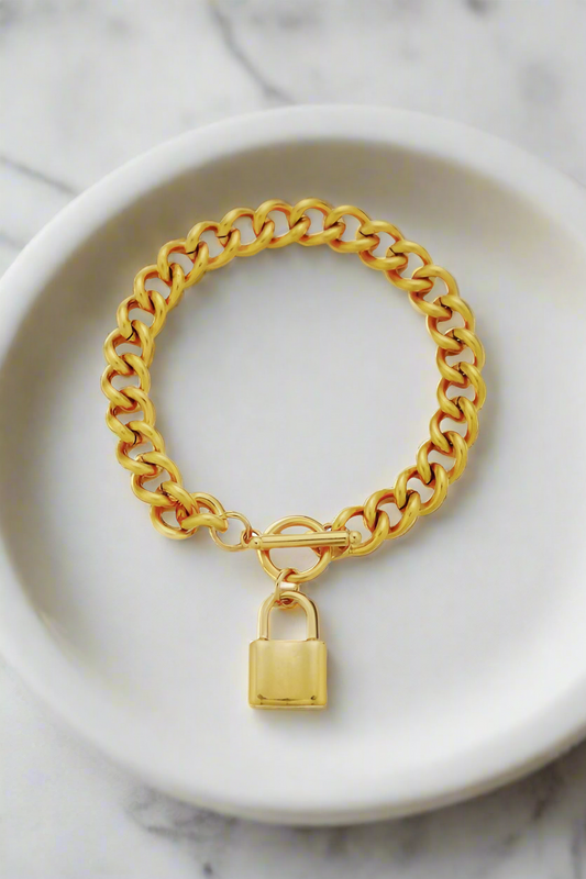 Meredith Gold Lock Bracelet