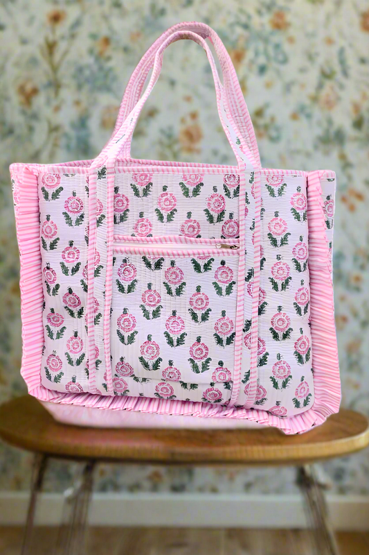 PREORDER Avery Pink Floral Print Tote Bag