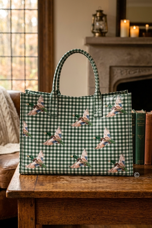 Mallard Marshland Green Gingham Vinyl Tote© PREORDER