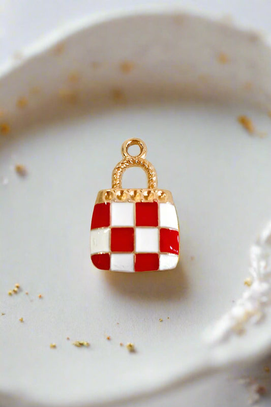 Red Check Purse Charm