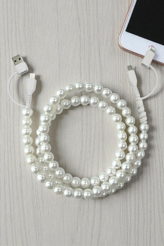 PREORDER Updated White Pearl Cord Phone Charger