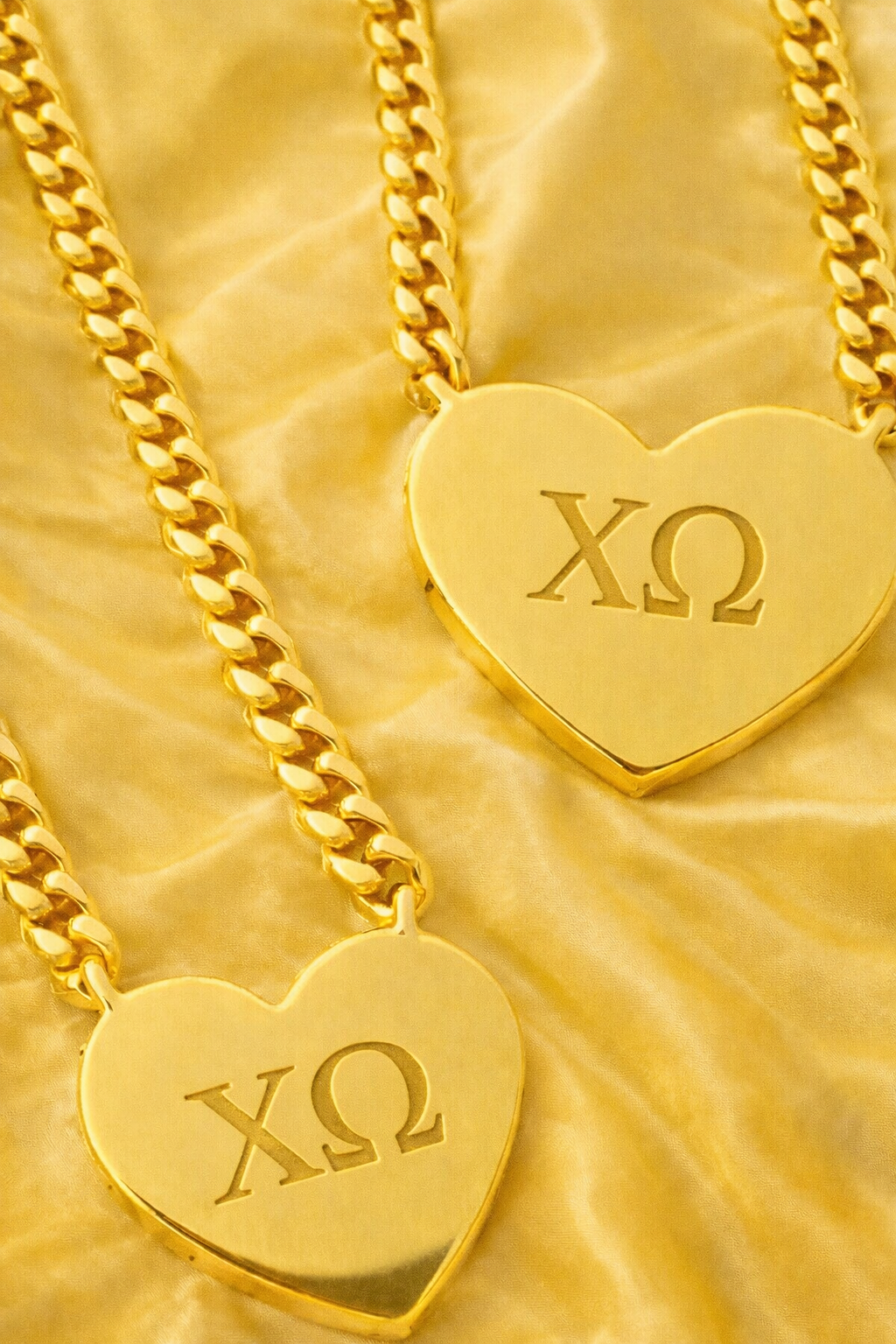 Chi Omega Engraved Gold Heart Necklace PREORDER