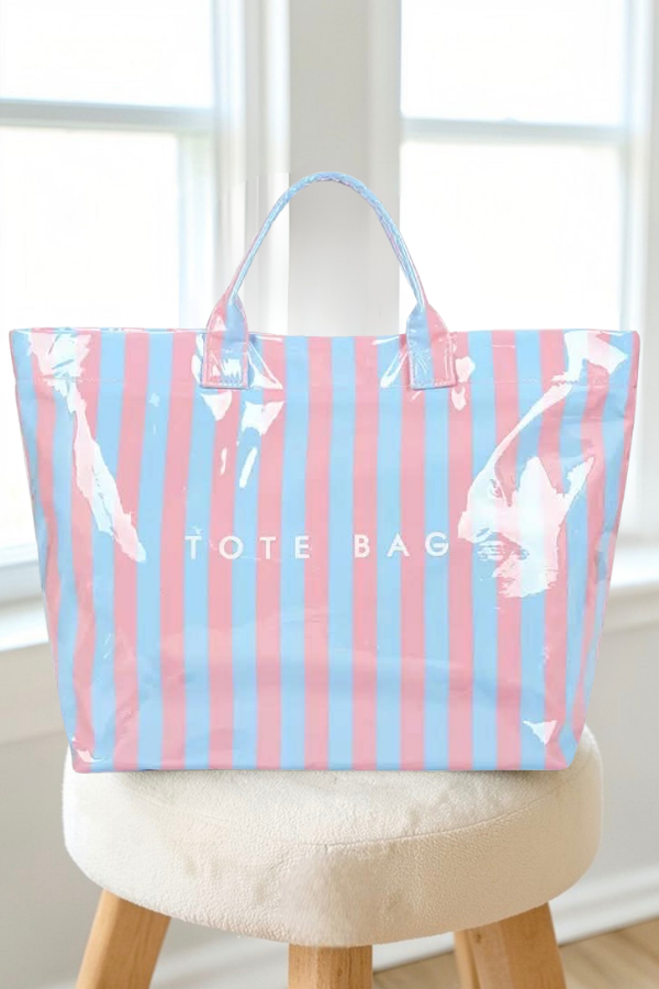 PREORDER Pink and Blue Striped TOTE BAG