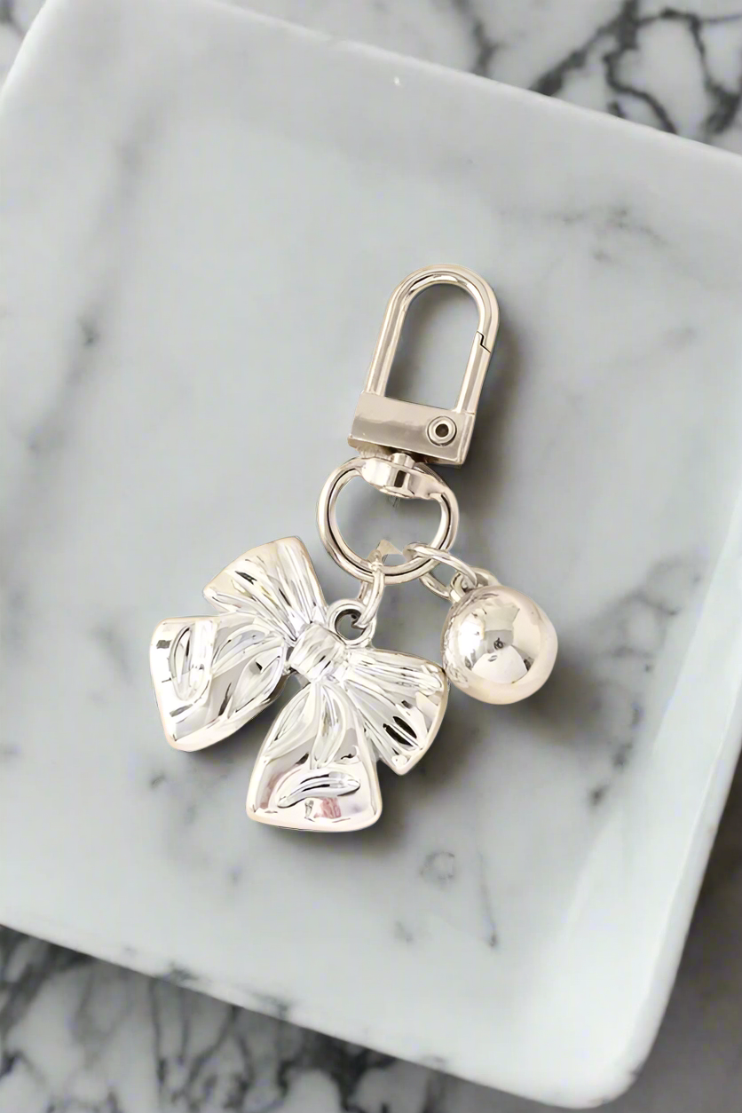 Silver Bow Purse Charm