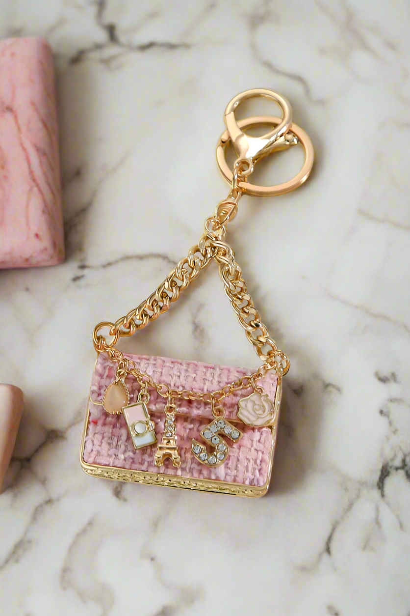 PREORDER Pink Tweed Handbag Purse Charm