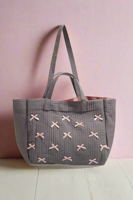 PREORDER Kayla Gray with Pink Bows Tote Bag