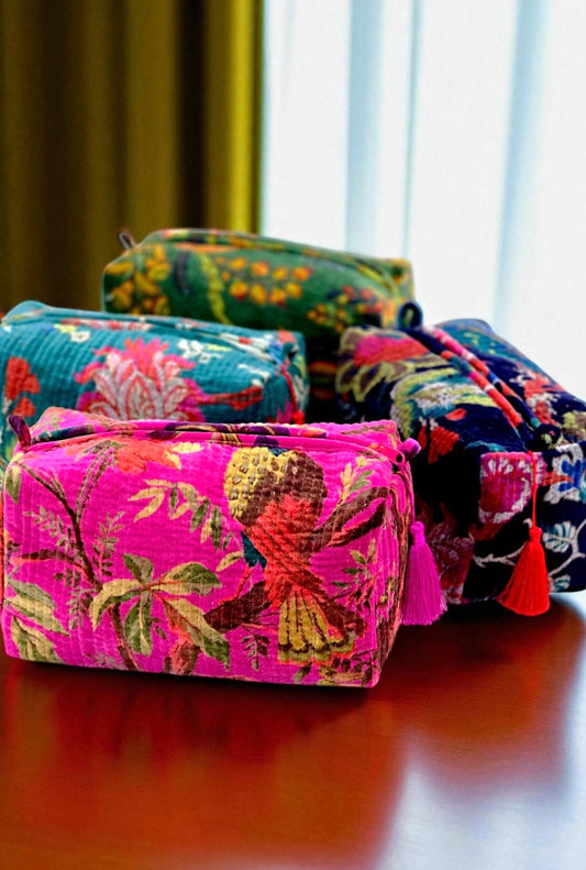 PREORDER Adeline Velvet Floral Cosmetic Bags