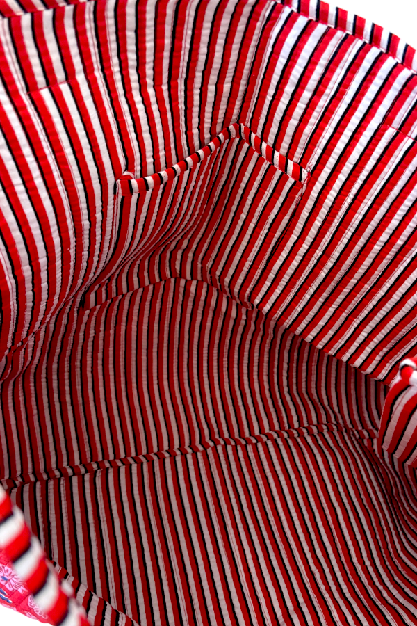 Scarlet Blooms Floral Tote Bag