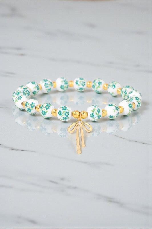 Jen Green Floral Bow Beaded Bracelet