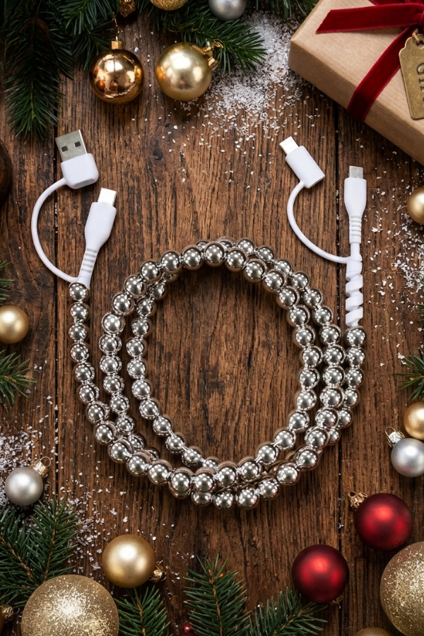 Silver Beaded Charging Cord PREORDER