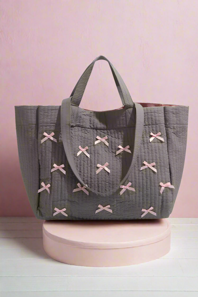 PREORDER Kayla Gray with Pink Bows Tote Bag