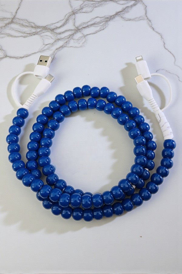 PREORDER Updated Dark Blue Beaded Cord Charger