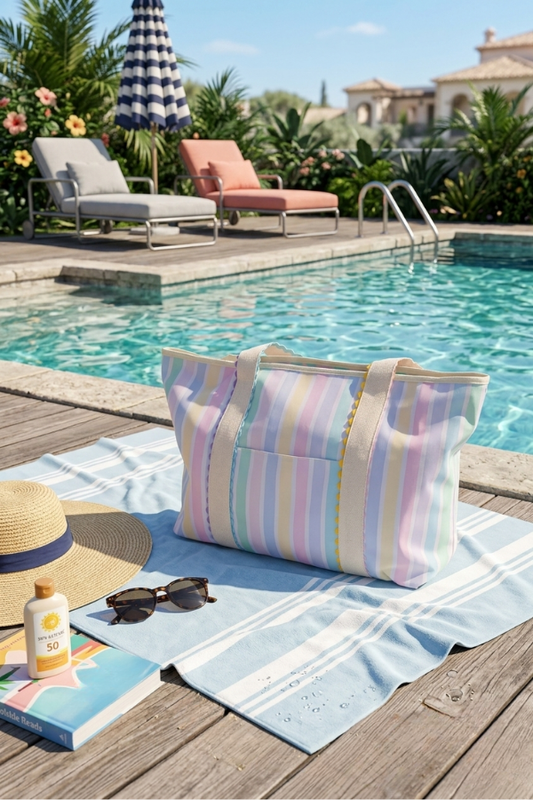 PREORDER Aurora Pastel Striped Canvas Tote Bag