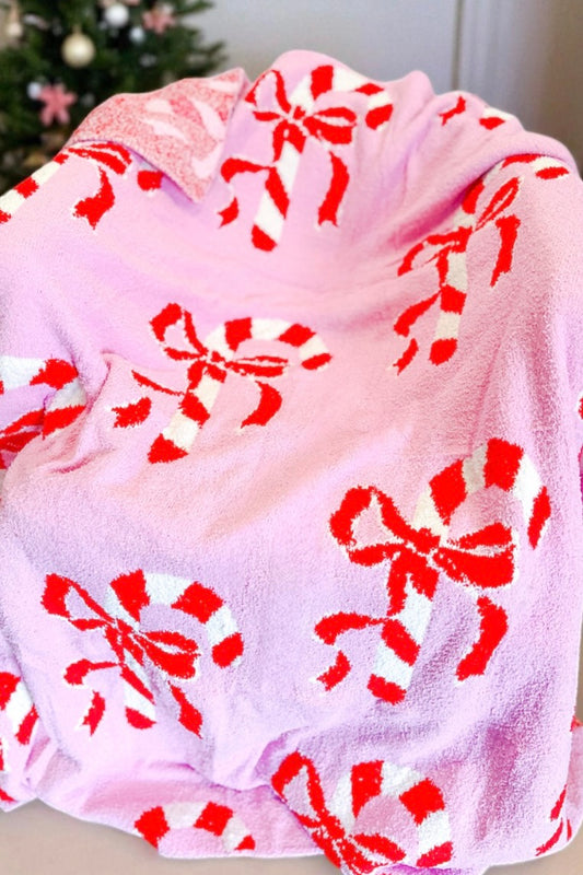PREORDER Candy Cane Bow Luxury Blanket