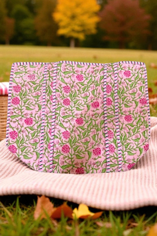 PREORDER Claire Pink Floral Patterned Tote Bag