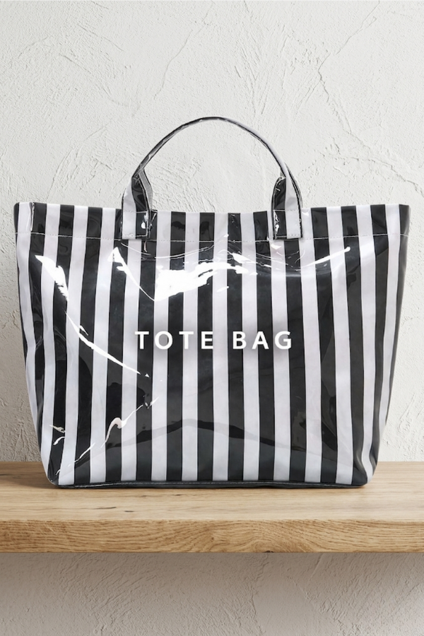 Black and White Striped TOTE BAG PREORDER