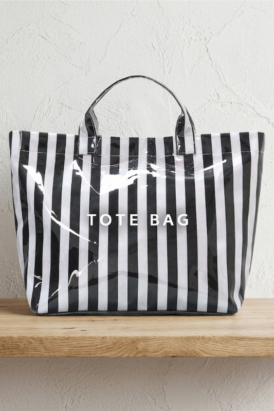 Black and White Striped TOTE BAG PREORDER