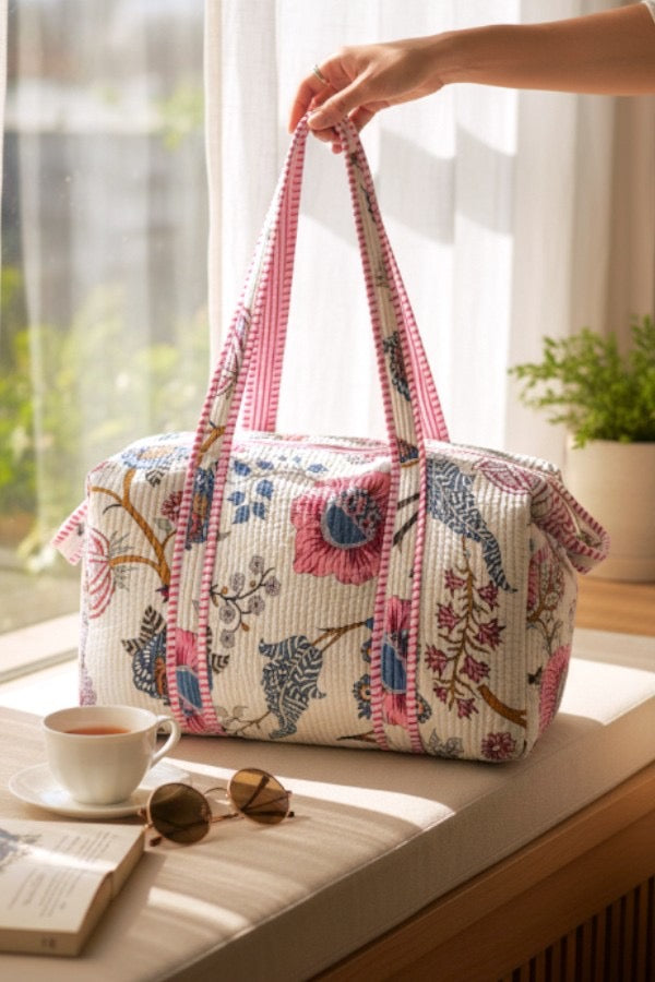 PREORDER Elena Pink Floral Duffel Bag
