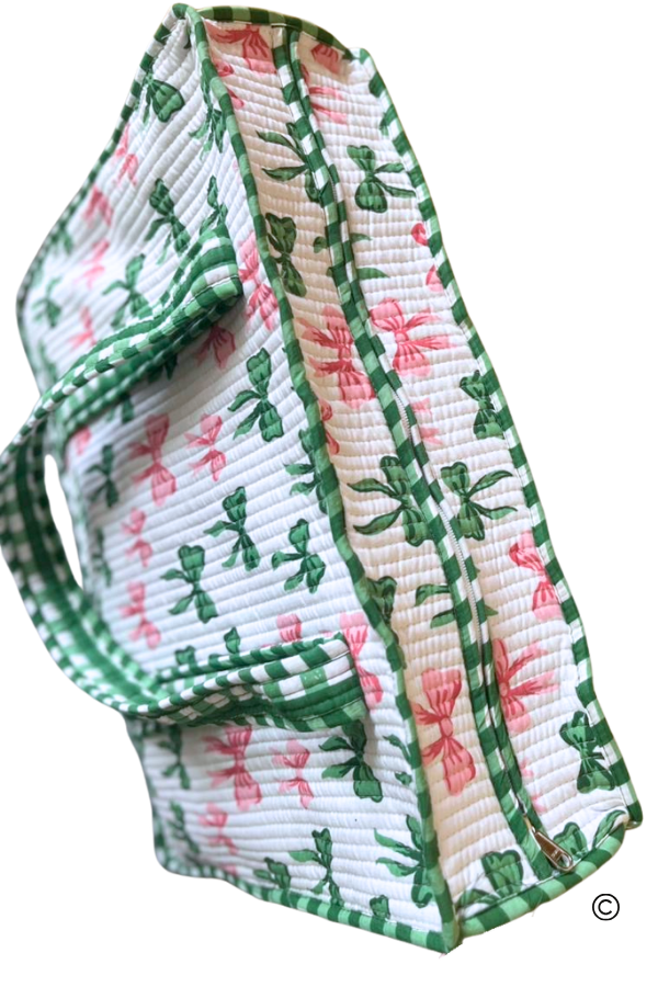 Southern Belle Pink and Green Bow Tote Bag