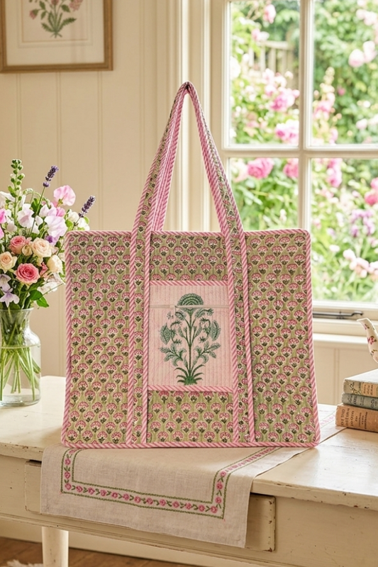 Mia Pink Floral Tote Bag PREORDER