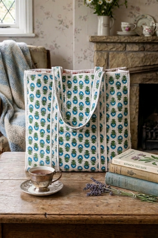 Aster Floral Patterned Tote Bag