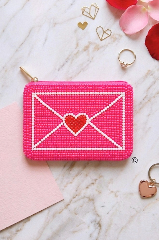Sealed with a Kiss Beaded Coin Purse PREORDER