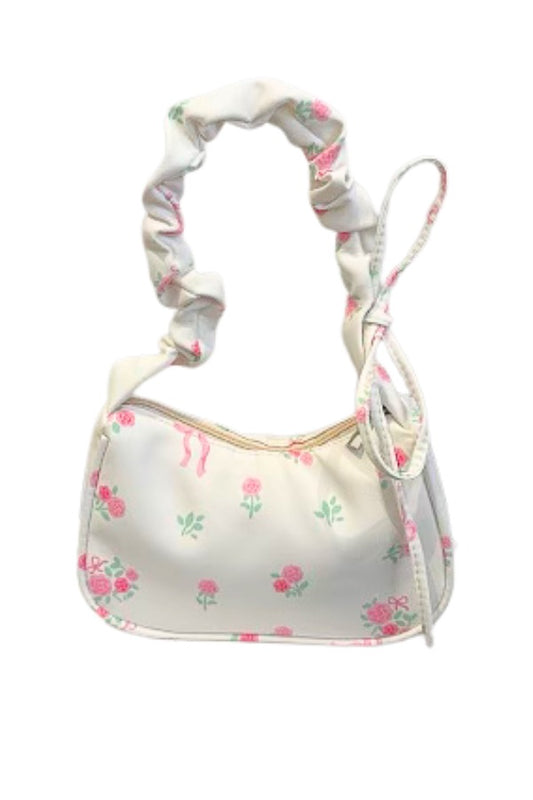 PREORDER Lily White Floral and Bow Shoulder Bag