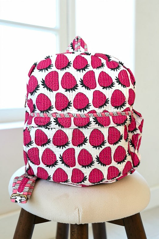 Addison Strawberry Print Backpack