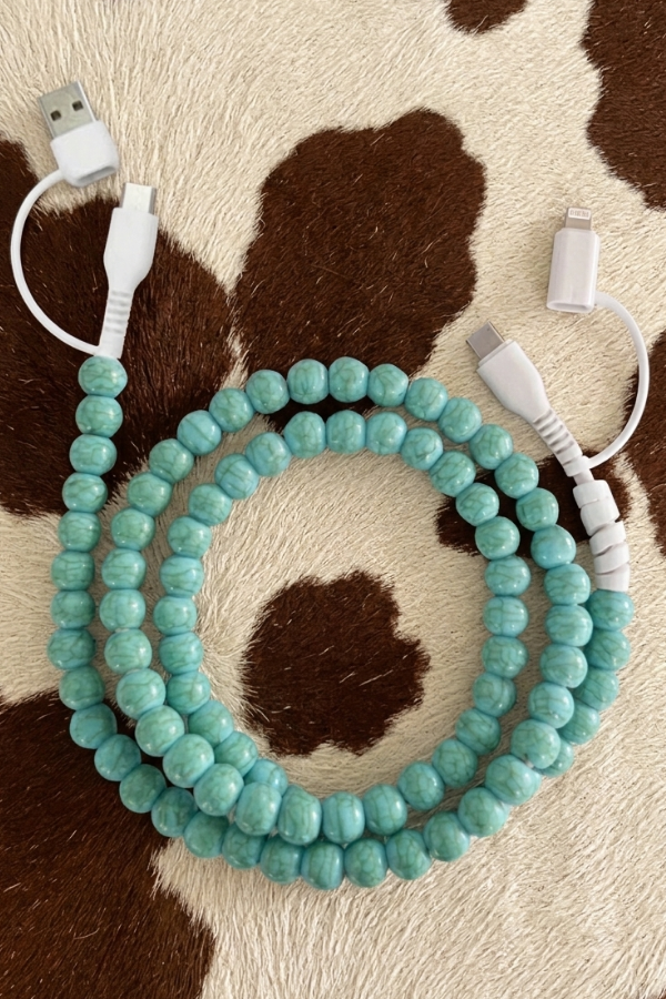 Turquoise Beaded Charging Cord PREORDER