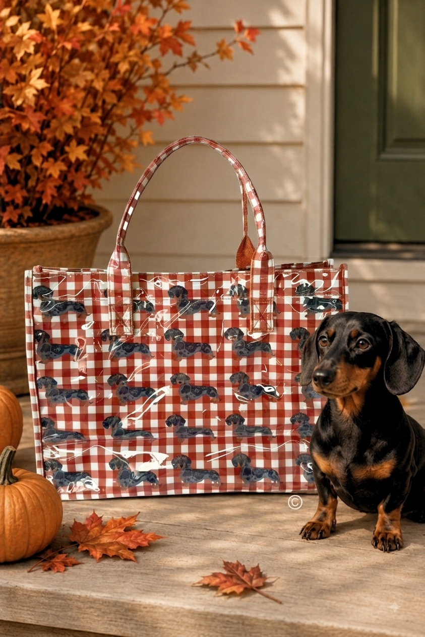 Chloe in Khaki Gingham Vinyl Tote© PREORDER