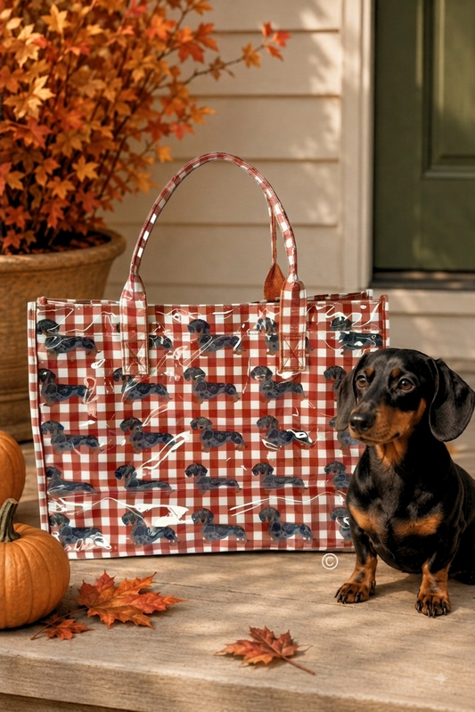 Chloe in Khaki Gingham Vinyl Tote© PREORDER