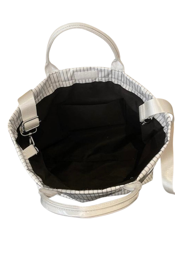 White Pinstripe TOTE BAG with Strap PREORDER