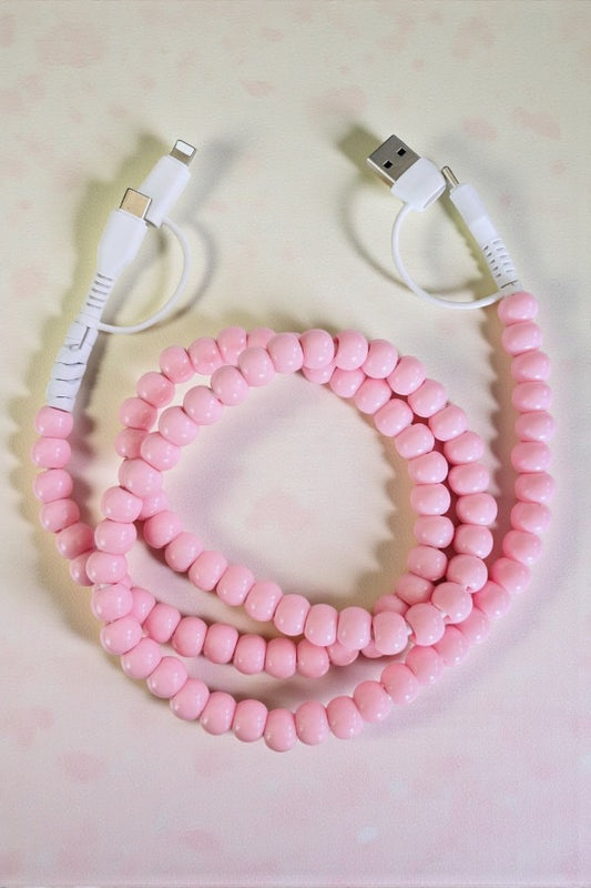 PREORDER Updated Light Pink Beaded Cord Charger