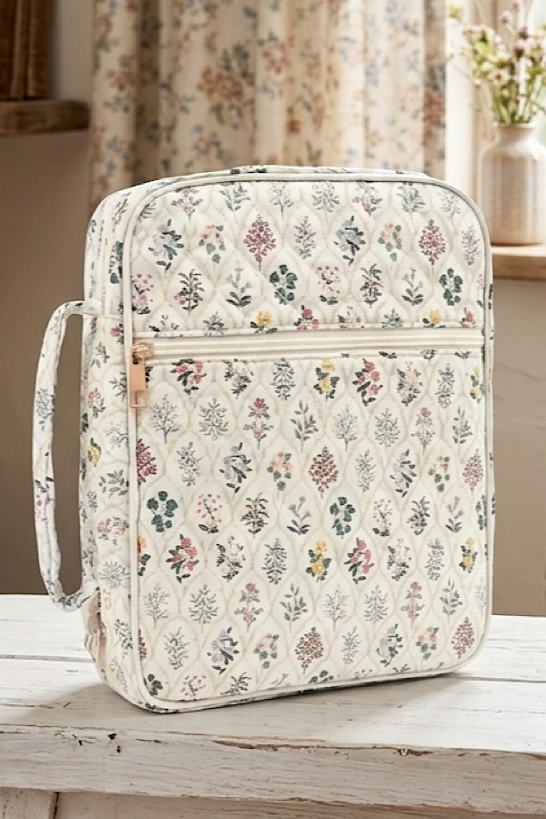 Faith Cream Floral Zipper Bible Cover PREORDER