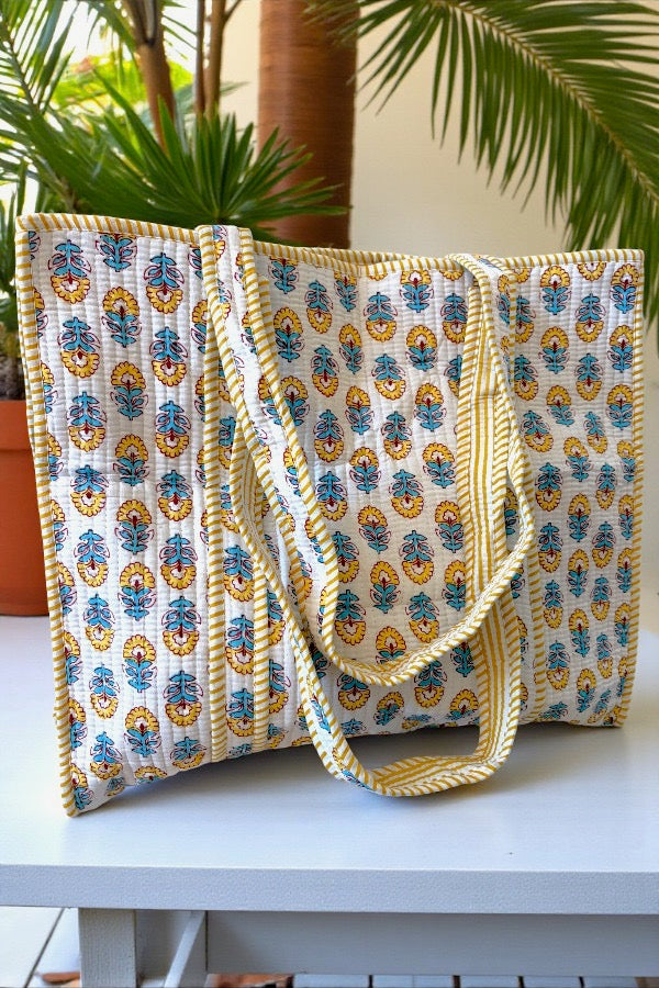 Halsey Yellow Floral Tote Bag