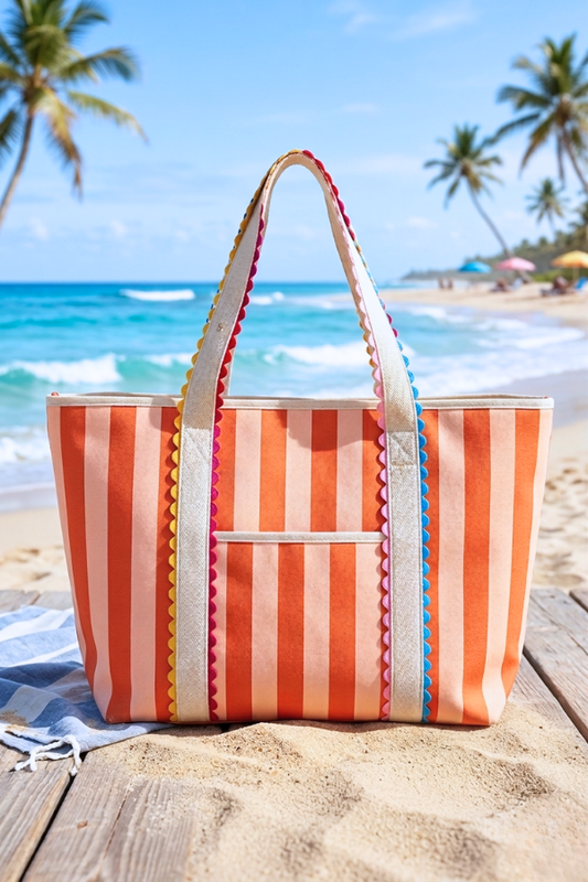 Georgia Orange Striped Canvas Tote Bag PREORDER