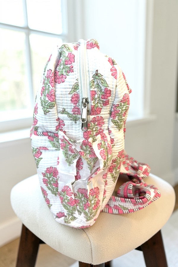 Cassie Pink Floral Print Backpack