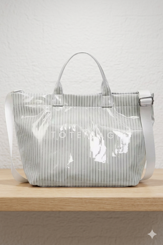 Green Pinstripe TOTE BAG with Strap PREORDER