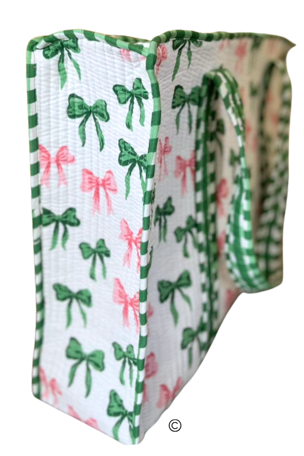 Southern Belle Pink and Green Bow Tote Bag
