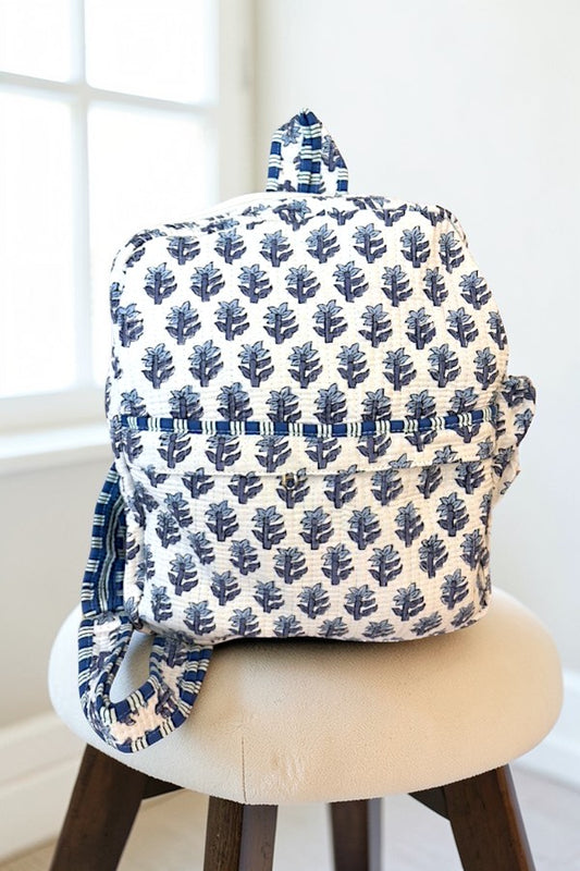Beau Blue Floral Print Backpack