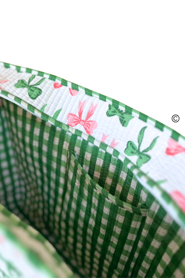 Southern Belle Pink and Green Bow Tote Bag