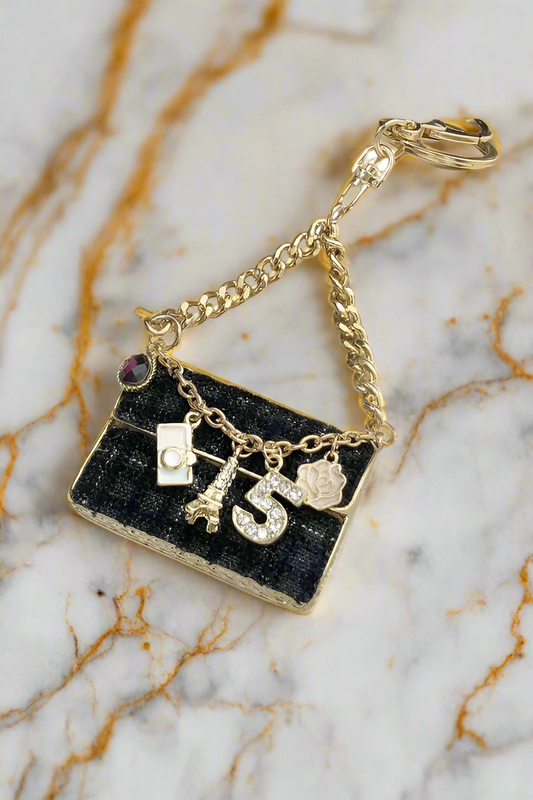 PREORDER Black Tweed Handbag Purse Charm