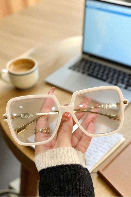 PREORDER Natalie Beige Square Blue Light Glasses