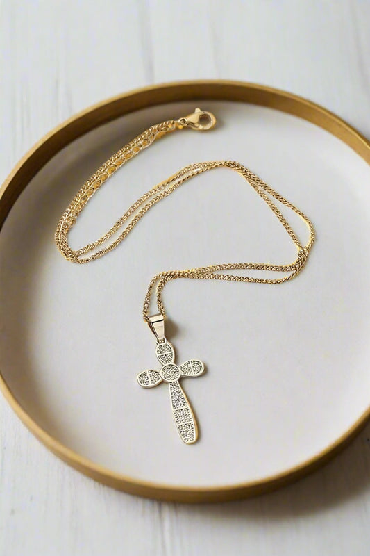 PREORDER Esther Gold Diamond Cross Necklace