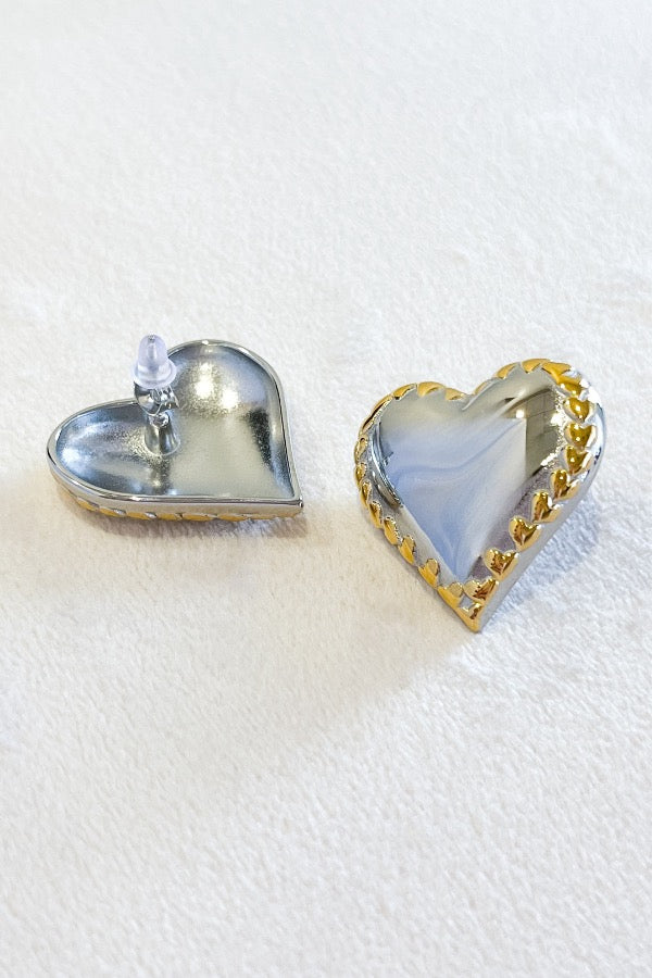 Frankie Mixed Metal Heart Stud Earrings