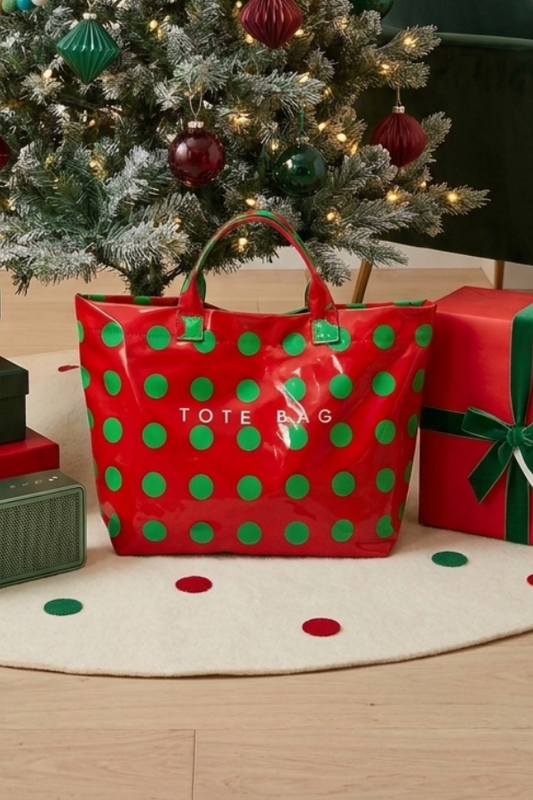 Red and Green Polka Dot TOTE BAG PREORDER