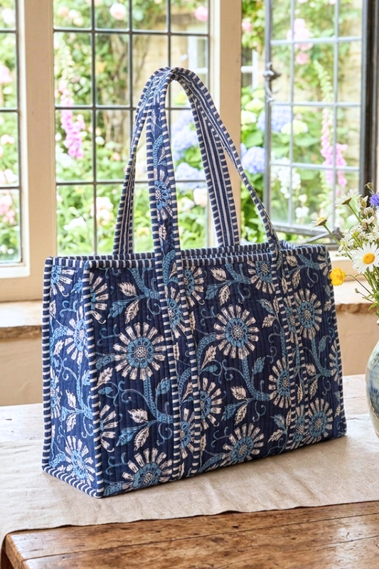 Isla Navy Blue Floral Tote Bag PREORDER