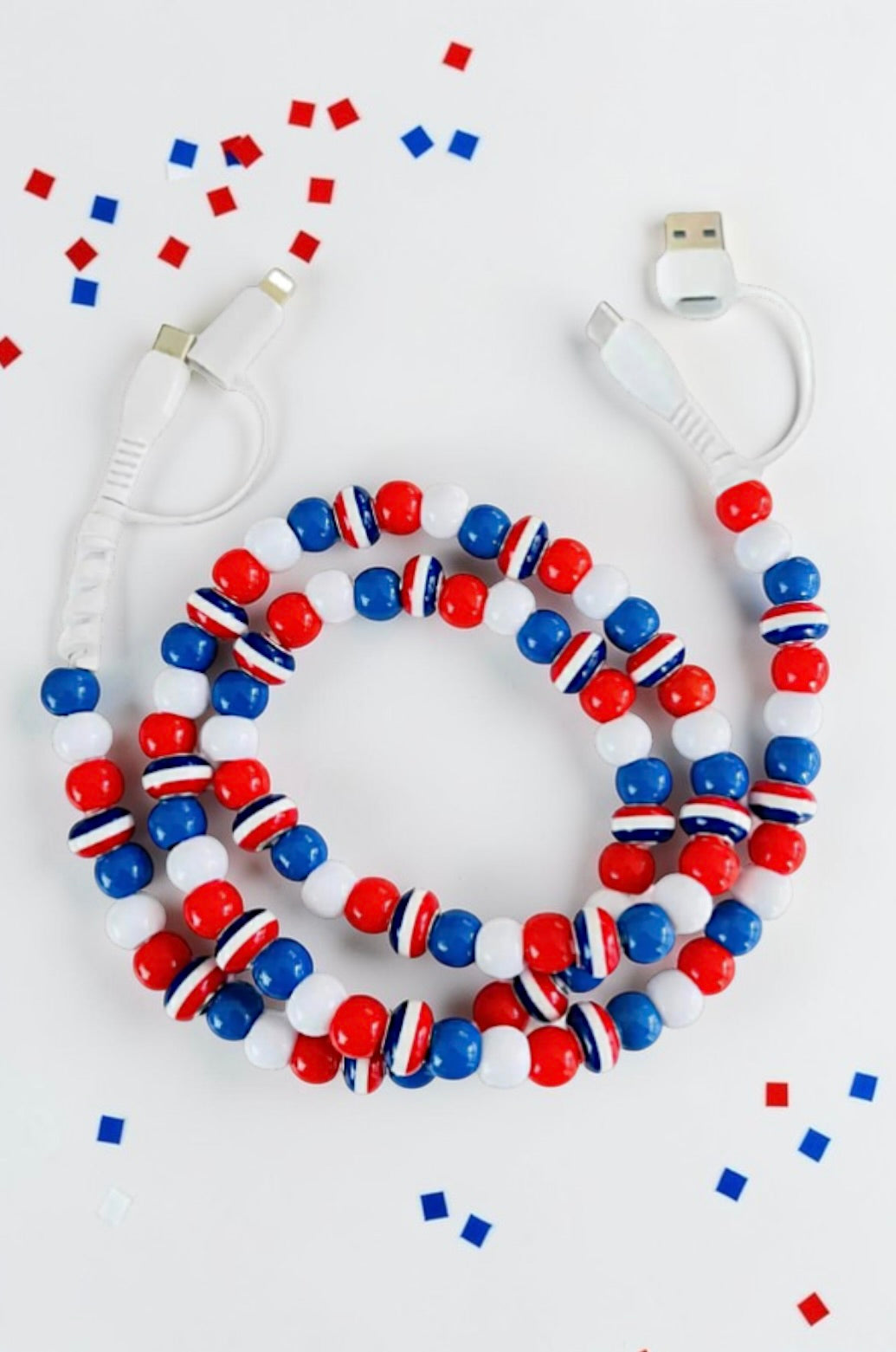 PREORDER Updated Red White and Blue Beaded Charger